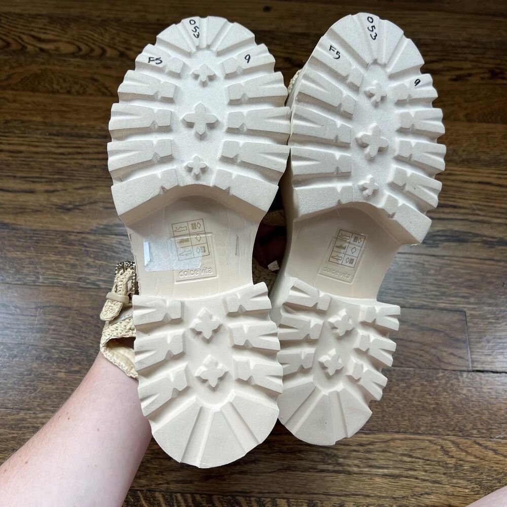 Dolce Vita Lasly Raffia Fisherman Sandals in Natural Knit Women's Size 9 - Picture 6 of 13